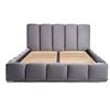 Image de Torreon - lit coffre - 140x200 - sommier inclus - en velours - Gris foncé