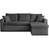 Image de Canape droit fixe BEST MOBILIER Cyrus 4 places en velours cotele gris avec coffre