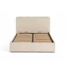 Image de Lit coffre best mobilier 155 x 200 x 100 cm en velours sommier a lattes pour 2 personnes de couleur beige