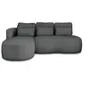 Image de Mahina - canapé d'angle gauche - 4 places - convertible avec coffre - en tissu bouclette - Gris foncé