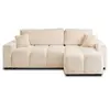 Image de Crocus - canapé d'angle réversible - 4 places - convertible avec coffre - en fausse fourrure - Beige