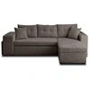 Image de California - canapé d'angle réversible 4 places - convertible avec coffre, étagère et poufs - en velours texturé - Gris