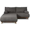 Image de Cristal - canapé 3 places - convertible avec coffre et grand pouf - en velours texturé - Gris foncé