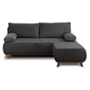 Image de Cristal - canapé 3 places - convertible avec coffre et pouf - en velours côtelé - Gris foncé