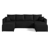Image de Regala - canapé panoramique - 7 places - convertible avec coffre - en tissu - Noir