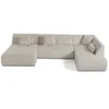 Image de Canape angle fixe LISA DESIGN 7 places en velours beige 198 x 334 x 75 cm