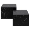 Image de Pueblo - lot de 2 tables basses - effet marbre noir - 58 et 50 cm - Noir