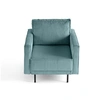 Image de Charlie - fauteuil - pieds hauts - en velours côtelé - Bleu