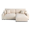 Image de Canape angle fixe 4 places en velours beige 234 x 234 x 78 cm