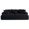 Image de Canape droit 4 places en velours noir 272 x 272 x 75 cm