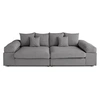 Image de Canape droit LISA DESIGN 3 places en velours gris 135 x 270 x 80 cm