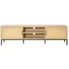Image de Nagato - meuble tv - cannage et effet bois - 2 portes et 2 niches -180 cm - Bois / Noir