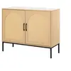 Image de Nagato - buffet bas - cannage et effet bois - 2 portes - 100 cm - Bois / Noir