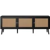 Image de Goto - meuble tv - noir et cannage - 3 portes - 167 cm - Noir
