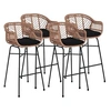 Image de Rosano - lot de 4 tabourets - effet rotin - couleur bois et noir - Noir / Bois