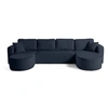 Image de Canape angle fixe BEST MOBILIER 7 places en polyester bleu 162 x 313 x 86 cm