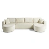 Image de Canape angle fixe BEST MOBILIER 7 places en polyester beige 162 x 313 x 86 cm