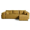 Image de Topaze - canapé d'angle réversible 4 places - convertible avec coffre, tablette et poufs - en velours côtelé - Jaune