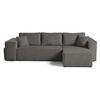Image de Topaze - canapé d'angle réversible 4 places - convertible avec coffre, tablette et poufs - en velours côtelé - Gris
