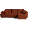 Image de Topaze - canapé d'angle réversible 4 places - convertible avec coffre, tablette et poufs - en velours côtelé - Terracotta