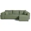 Image de Topaze - canapé d'angle réversible 4 places - convertible avec coffre, tablette et poufs - en velours côtelé - Vert sauge