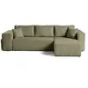 Image de Topaze - canapé d'angle réversible 4 places - convertible avec coffre, tablette et poufs - en velours côtelé - Vert Kaki