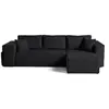 Image de Topaze - canapé d'angle réversible 4 places - convertible avec coffre, tablette et poufs - en velours côtelé - Noir