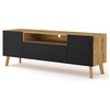 Image de Velato - meuble tv - effet bois et noir - 3 portes et 1 niche - 160 cm - Bois / Noir