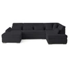 Image de Canape angle fixe LISA DESIGN 7 places en polyester noir 300 x 300 x 76 cm