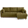 Image de Anna - canapé d'angle droit 4 places convertible avec coffre en velours texturé - Vert Olive