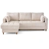 Image de Anna - canapé d'angle gauche 4 places convertible avec coffre en velours texturé - Beige