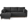Image de Anna - canapé d'angle gauche 4 places convertible avec coffre en velours texturé - Gris Anthracite