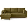 Image de Anna - canapé d'angle gauche 4 places convertible avec coffre en velours texturé - Vert Olive