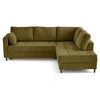 Image de Anna - canapé d'angle droit 5 places convertible en velours texturé - Vert Olive