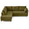 Image de Anna - canapé d'angle gauche 5 places convertible en velours texturé - Vert Olive