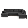 Image de Anna - canapé panoramique d'angle droit 7 places convertible avec coffre en velours texturé - Gris Anthracite