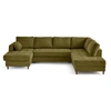 Image de Anna - canapé panoramique d'angle droit 7 places convertible avec coffre en velours texturé - Vert Olive