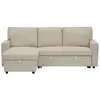 Image de Meiya - canapé d'angle réversible 4 places convertible avec coffre en tissu - Beige