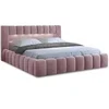 Image de Lit coffre best mobilier 202 x 232 x 90 cm en velours sommier a lattes pour 2 personnes de couleur rose