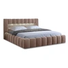Image de Cleo - lit coffre avec led - 160x200 cm - sommier inclus - en velours - Taupe