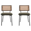 Image de Luciano - lot de 2 chaises cannage - en tissu bouclette - Vert Kaki