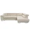 Image de Canape angle fixe BEST MOBILIER 5 places en velours beige 261 x 261 x 80 cm