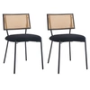 Image de Luciano - lot de 2 chaises cannage - en tissu bouclette - Noir