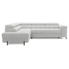 Image de Elisa - canapé d'angle gauche 5 places convertible avec coffre et têtières réglables en tissu bouclette - Gris clair