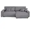 Image de Pivoine - canapé d'angle 4 places réversible convertible avec 2 coffres en velours côtelé - Gris clair