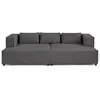Image de Stella - canapé droit 3 places avec double méridienne - assise profonde - en velours côtelé - Gris foncé