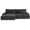Image de Nelly - canapé d'angle gauche 4 places convertible avec coffre en velours texturé - Gris Anthracite