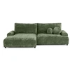 Image de Nelly - canapé d'angle gauche 4 places convertible avec coffre en velours texturé - Vert sauge