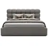 Image de Lotus - lit coffre - 160x200 cm - sommier inclus - en velours - Gris