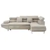 Image de Margaux - Canapé d'angle droit 5 places convertible avec coffre et têtières réglables en velours texturé - Beige